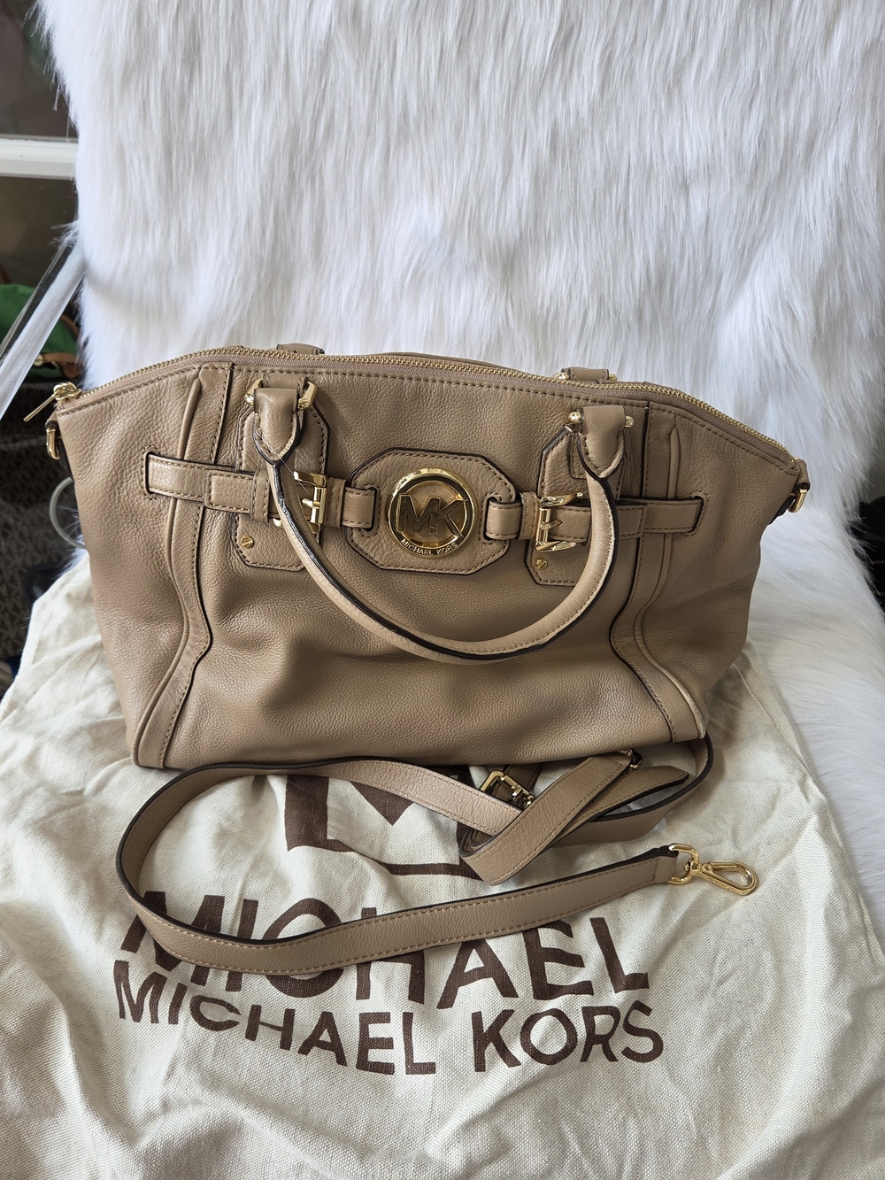 Michael Kors Tan Leather Satchel Bag